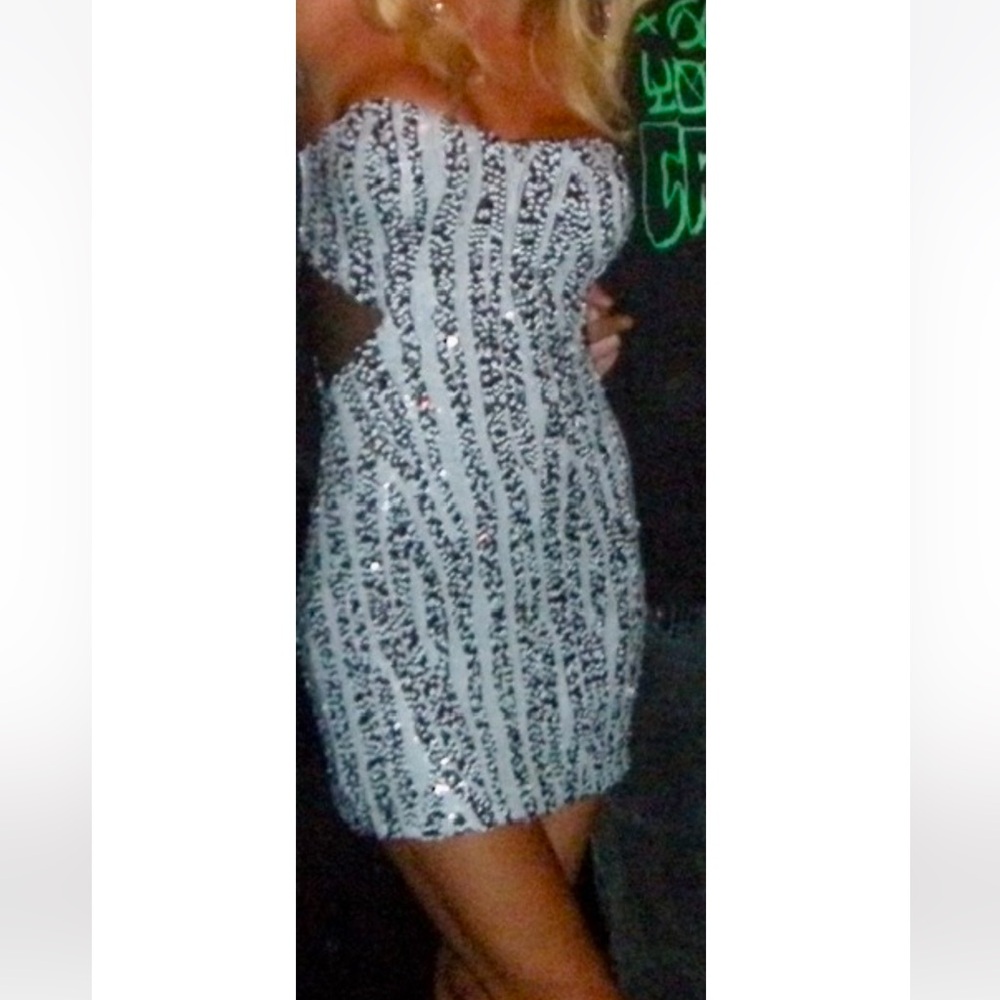 Bebe black and white sequins dress XS